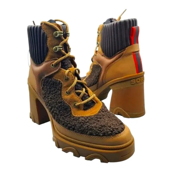 Sundance Catalog Sorel Platform “Brex Heel Cozy Lace Boots” Size 9.5 New