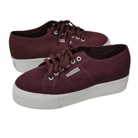 Superga Chunky Platform Low-Top Canvas Sneakers Dark Purple Women's 8.5 (Clean)