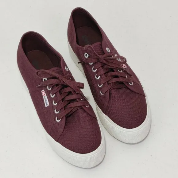 Superga Chunky Platform Low-Top Canvas Sneakers Dark Purple Women's 8.5 (Clean)