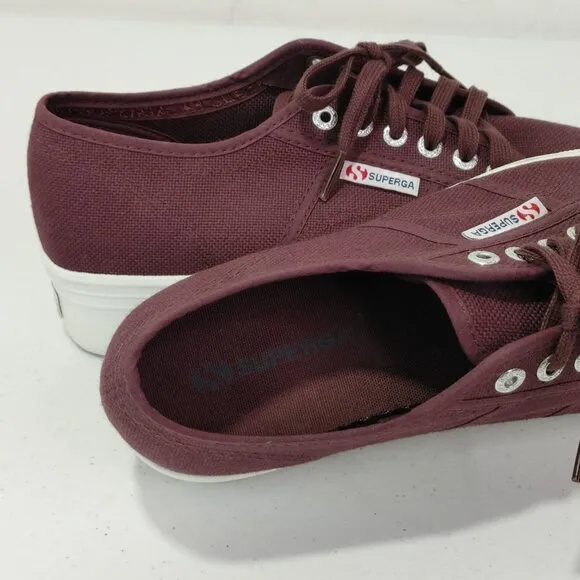 Superga Chunky Platform Low-Top Canvas Sneakers Dark Purple Women's 8.5 (Clean)
