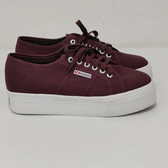 Superga Chunky Platform Low-Top Canvas Sneakers Dark Purple Women's 8.5 (Clean)