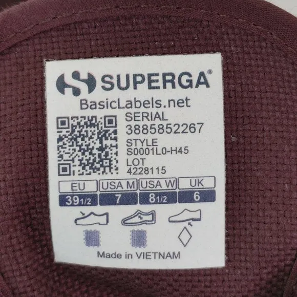 Superga Chunky Platform Low-Top Canvas Sneakers Dark Purple Women's 8.5 (Clean)