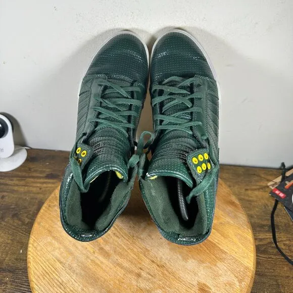 Supra Skytop Chad Muska Pro Dark Green Patent Shoes Men's Size 10.5