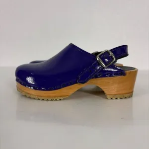 Sven Purple Patent Leather Closed Toe Platform Wooden Swedish Clog Shoes Girl’s