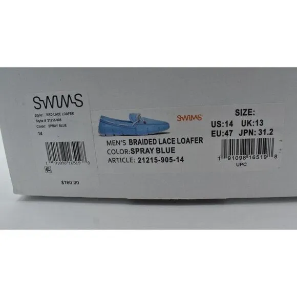SWIMS Mens Size 14 Braided Lace Spray Blue Slip On Loafer Shoes