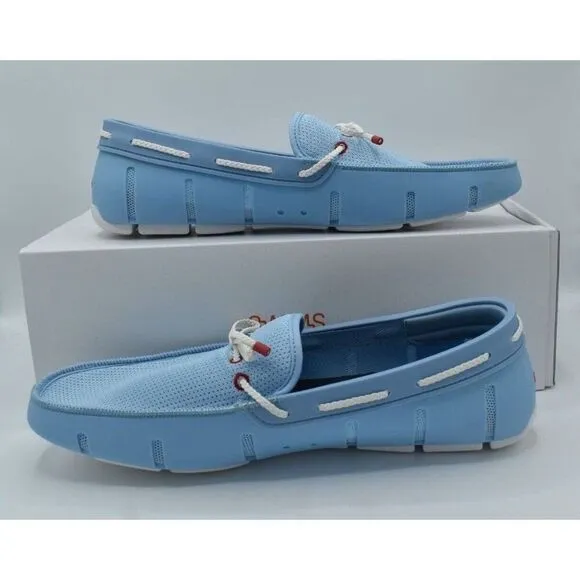 SWIMS Mens Size 14 Braided Lace Spray Blue Slip On Loafer Shoes