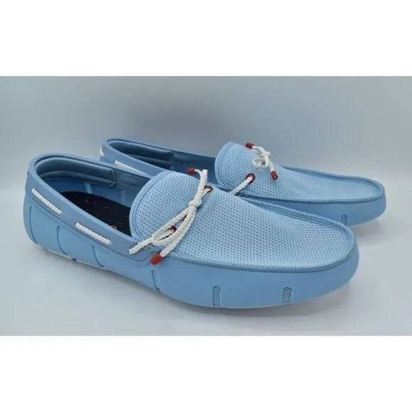 SWIMS Mens Size 14 Braided Lace Spray Blue Slip On Loafer Shoes