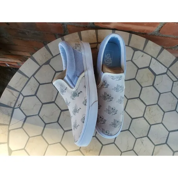 Sz 11 Vans Men Classic Slip On Love You To Death Suede Marshmallow Shoes Rare