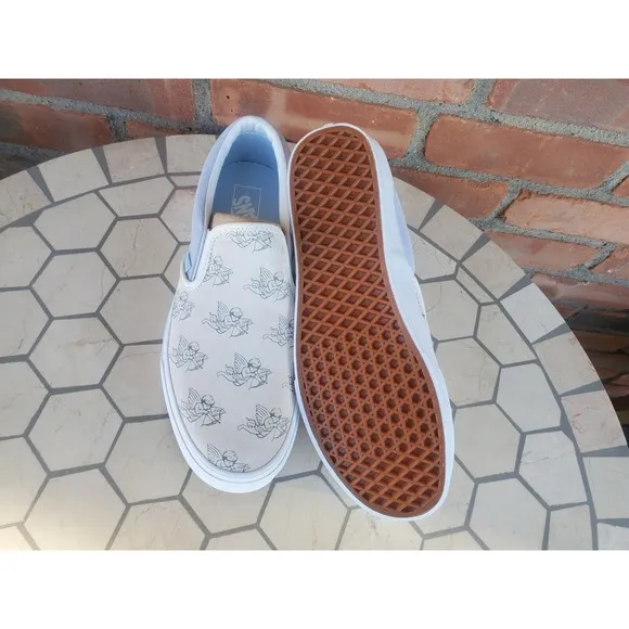Sz 11 Vans Men Classic Slip On Love You To Death Suede Marshmallow Shoes Rare