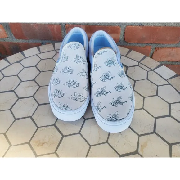 Sz 11 Vans Men Classic Slip On Love You To Death Suede Marshmallow Shoes Rare