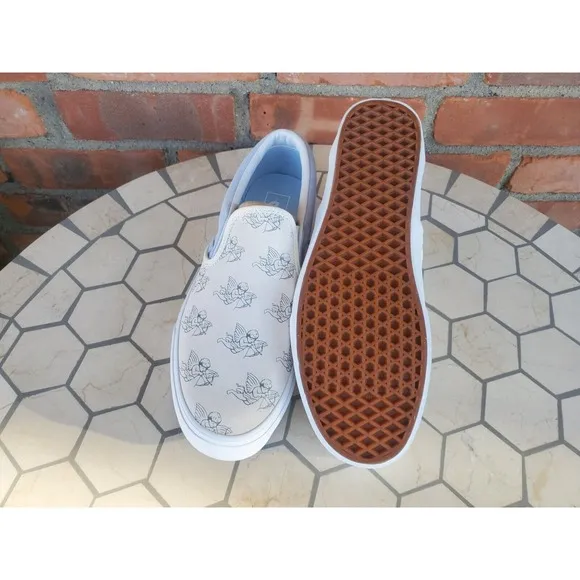 Sz 11 Vans Men Classic Slip On Love You To Death Suede Marshmallow Shoes Rare
