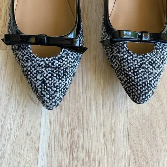 Talbots Dress Shoes Black Trimmed in Patent Leather with Bows Womens Size 9.5