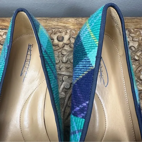 Talbots Stella Pom Ballet Flats Aspen Plaid Sz 7