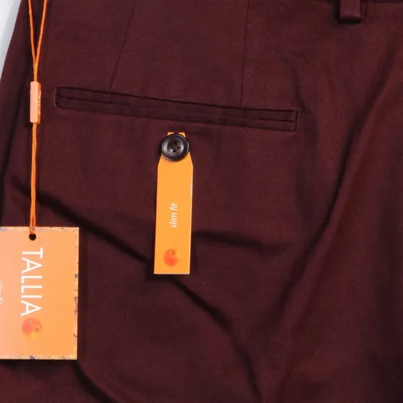 Tallia Burgundy Men's Slim Fit Dress Pants 38W x 30L NWT