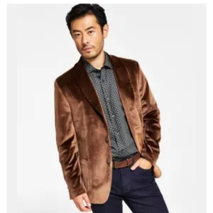 Tallia Men's Brown Velvet Slim-Fit Sport Coat