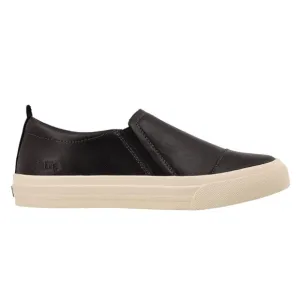 TAOS Black Leather Slip On Sneaker Flat Chunky Twin Gore Lux Shoe Support Size 7