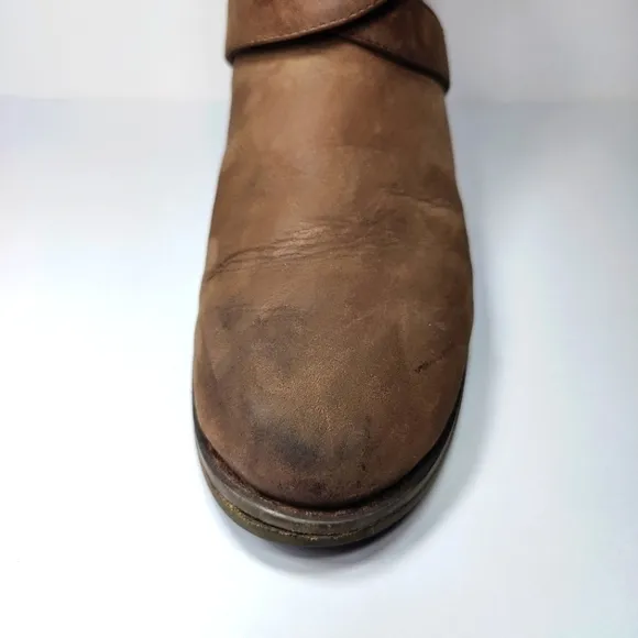 Tara M Gwen Brown Leather Criss Cross Strap Ankle Boots Women’s Shoes Size 9.5