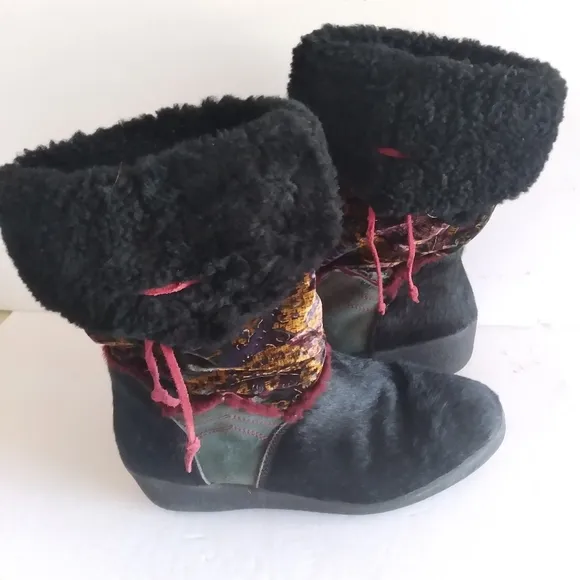 Tecnica calf hair wedge boots