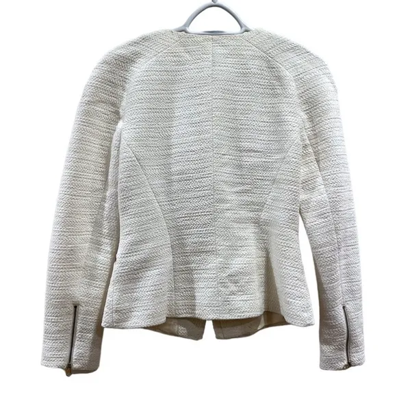 Ted Baker Ayeleen Textured Biker Jacket Off white Moto Zip US size 4