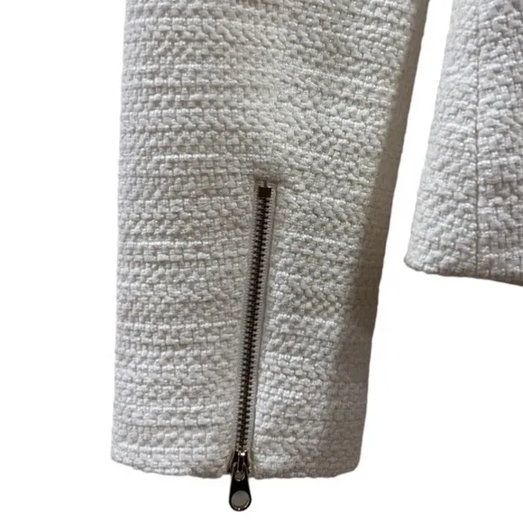 Ted Baker Ayeleen Textured Biker Jacket Off white Moto Zip US size 4