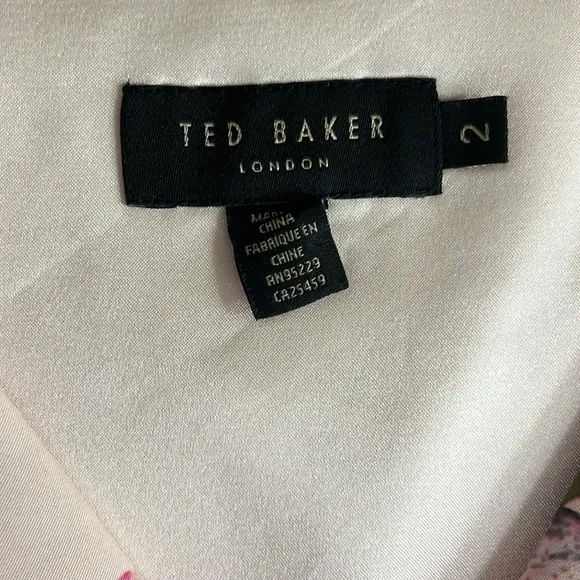 Ted BAKER DEAVON WOMEN'S OIL PAINTING Floral Sleeveless Belted DRESS NUDE PINK 6