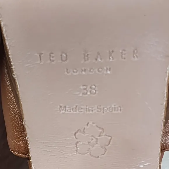 Ted Baker HEMYLA Brown Leather Block Heel Sandals EU38 US 7.5 Feminine Bow