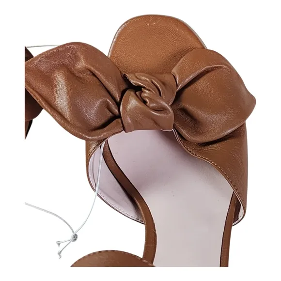 Ted Baker HEMYLA Brown Leather Block Heel Sandals EU38 US 7.5 Feminine Bow
