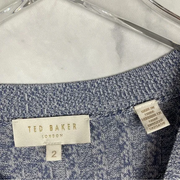 Ted Baker Iolana Ribbed Knit Lightweight Stretchy Sweater Top Heather Blue S 6