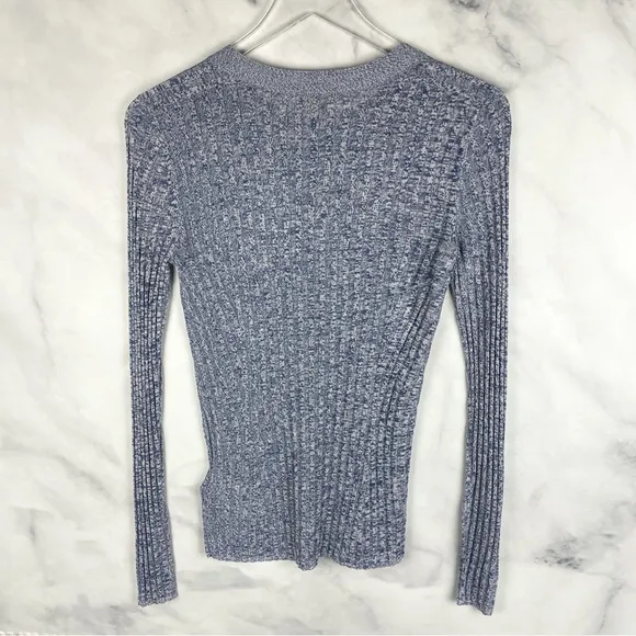 Ted Baker Iolana Ribbed Knit Lightweight Stretchy Sweater Top Heather Blue S 6