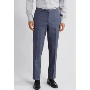Ted Baker Karl Slim Fit 100% Wool Dress Pants, Micro Plaid Blue | 33 Short Unhem