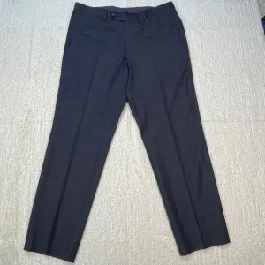 Ted Baker London Blue Slim Fit Straight Flat Front Wool Dress Pants Size 35R