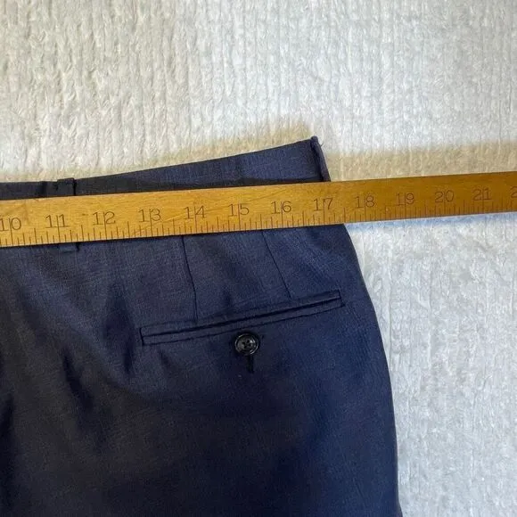 Ted Baker London Blue Slim Fit Straight Flat Front Wool Dress Pants Size 35R