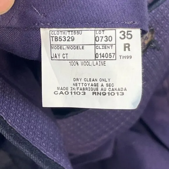 Ted Baker London Blue Slim Fit Straight Flat Front Wool Dress Pants Size 35R