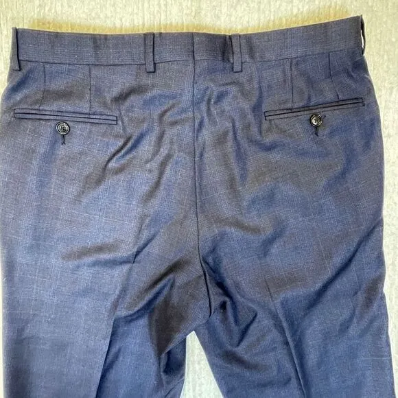 Ted Baker London Blue Slim Fit Straight Flat Front Wool Dress Pants Size 35R