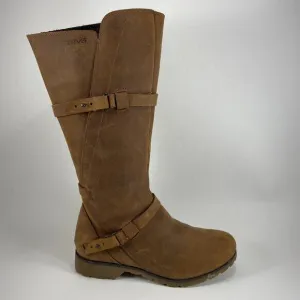 Teva De La Vina Riding Boots Womens Size 5.5 Tan Leather Waterproof Buckle