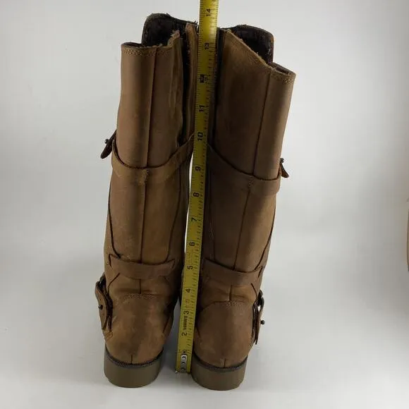 Teva De La Vina Riding Boots Womens Size 5.5 Tan Leather Waterproof Buckle