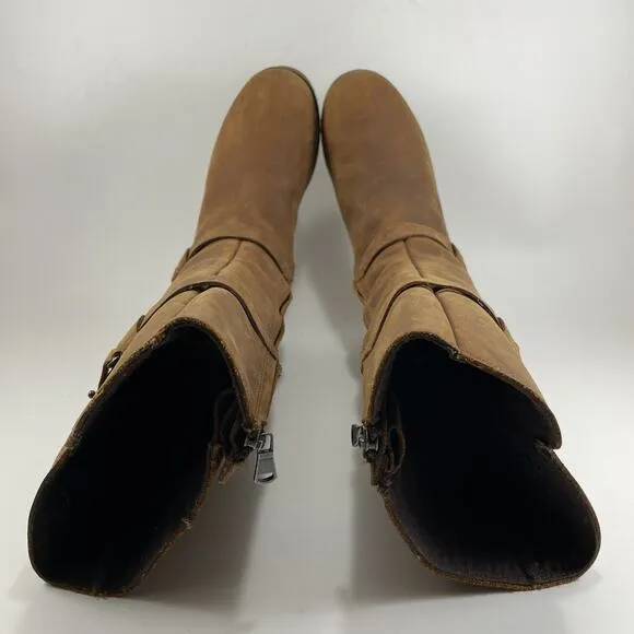 Teva De La Vina Riding Boots Womens Size 5.5 Tan Leather Waterproof Buckle