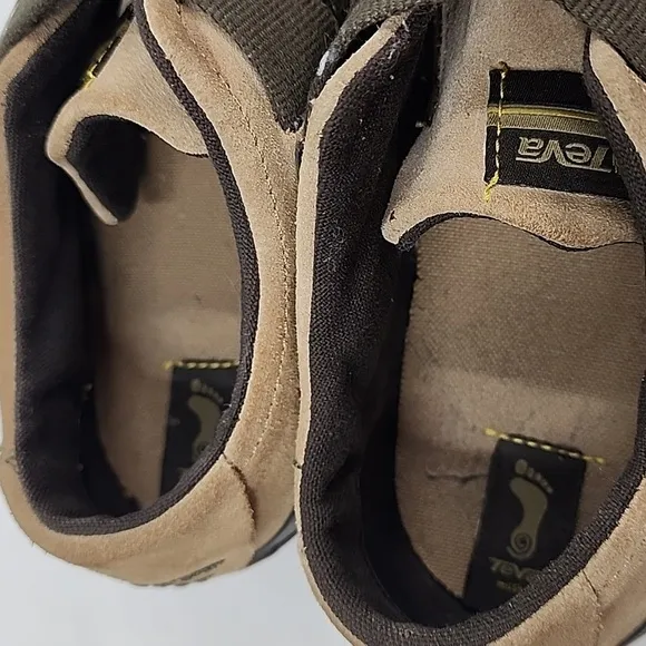 TEVA Ryley 6054 Cross Strap Hiking Trail Brown Suede Shoes Snap Slip On 8