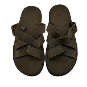 Teva Sandals Mens Size 10 1102515 Leather Slip On Comfort Brown Casual Shoes