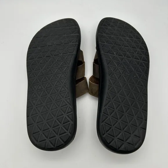 Teva Sandals Mens Size 10 1102515 Leather Slip On Comfort Brown Casual Shoes