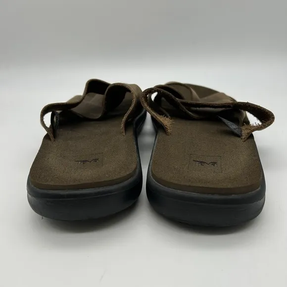 Teva Sandals Mens Size 10 1102515 Leather Slip On Comfort Brown Casual Shoes