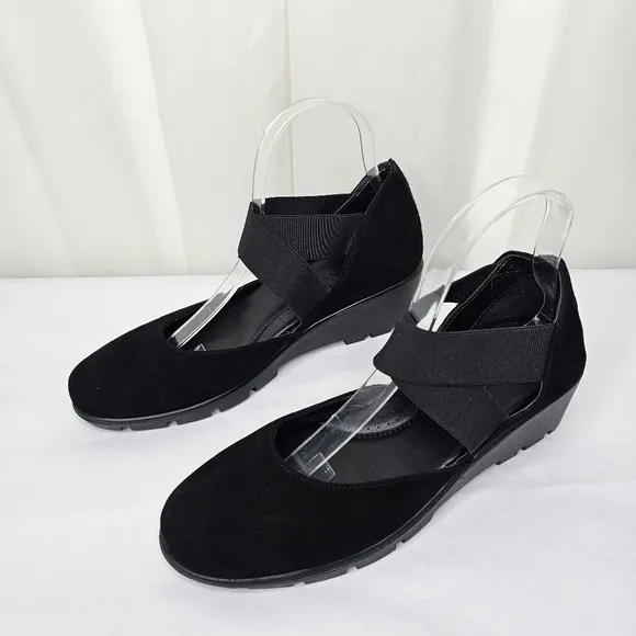The FLEXX Women's Black Get Back Mary Jane Wedge Shoes Size 8