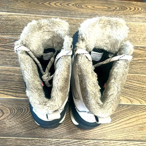 The North Face Cream and Black Winter Boots with Waterproof Design