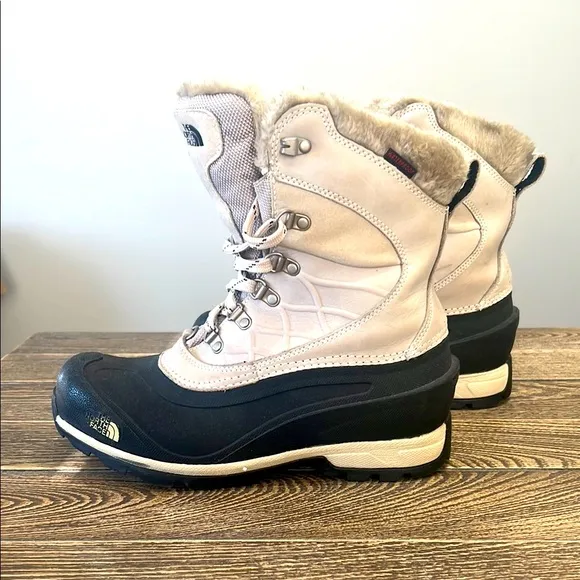 The North Face Cream and Black Winter Boots with Waterproof Design