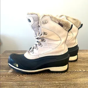 The North Face Cream and Black Winter Boots with Waterproof Design