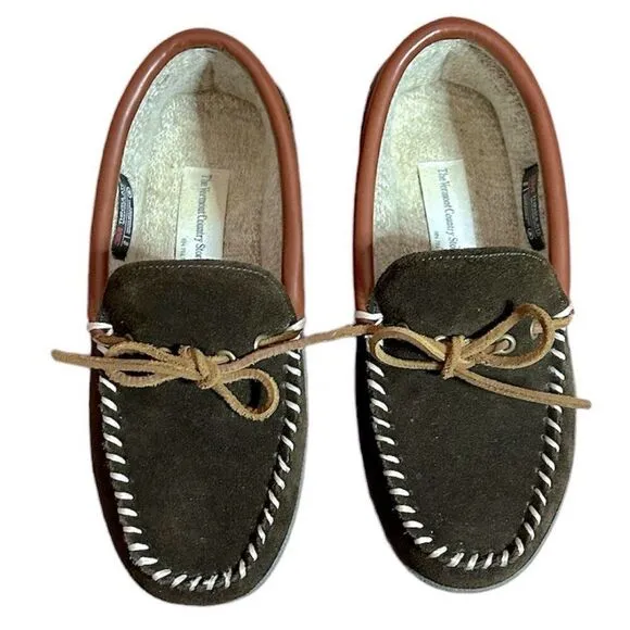 The Vermont Country Store Brown Suede Moccasin Unisex Indoor/Outdoor Slipper 8M