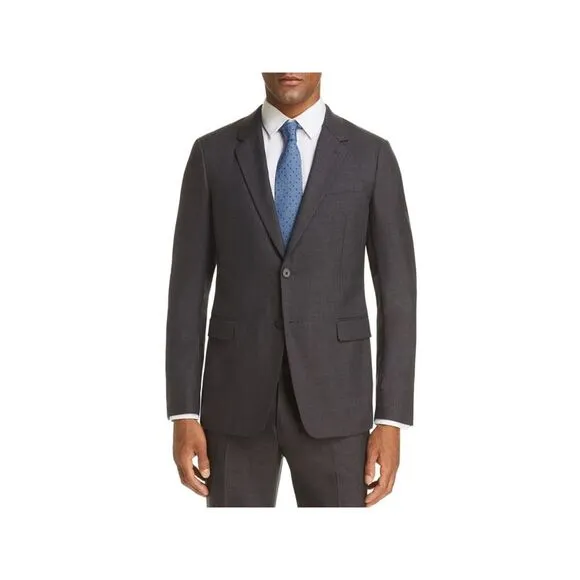 THEORY Mens Chambers Gray Single Breasted, Slim Fit Blazer 42L