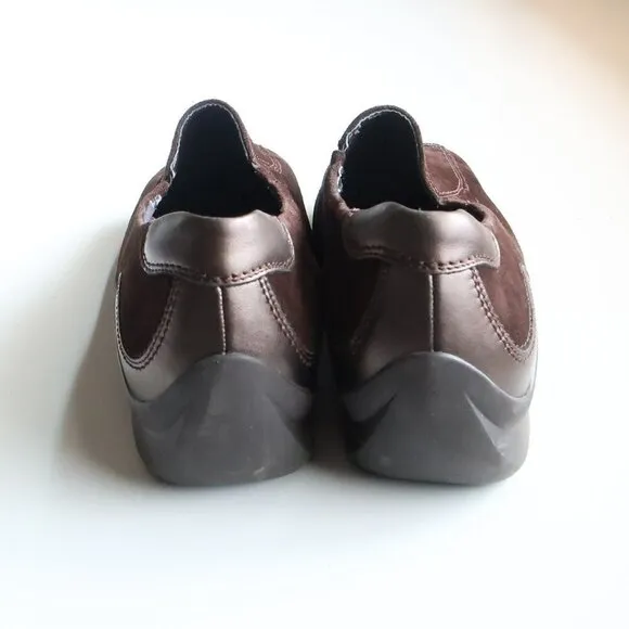 Theresia M. Brown Suede Square Toe Low Wedge Heel Slip On Comfort Shoes Size 8.5
