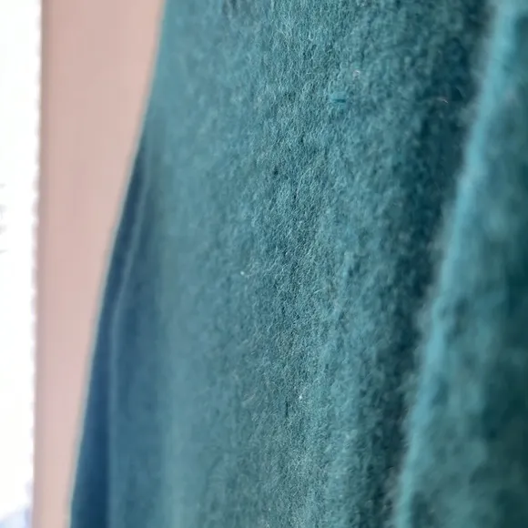 Theyskens Theory Green Cashmere Mock Neck Flounce Sleeve Sweater Dress Medium