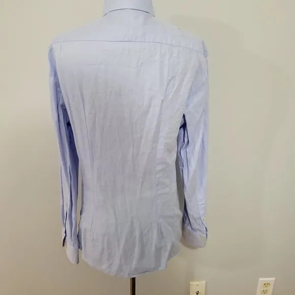 Thomas Pink Light Blue Slim Fit Button Down Dress Shirt 15.5